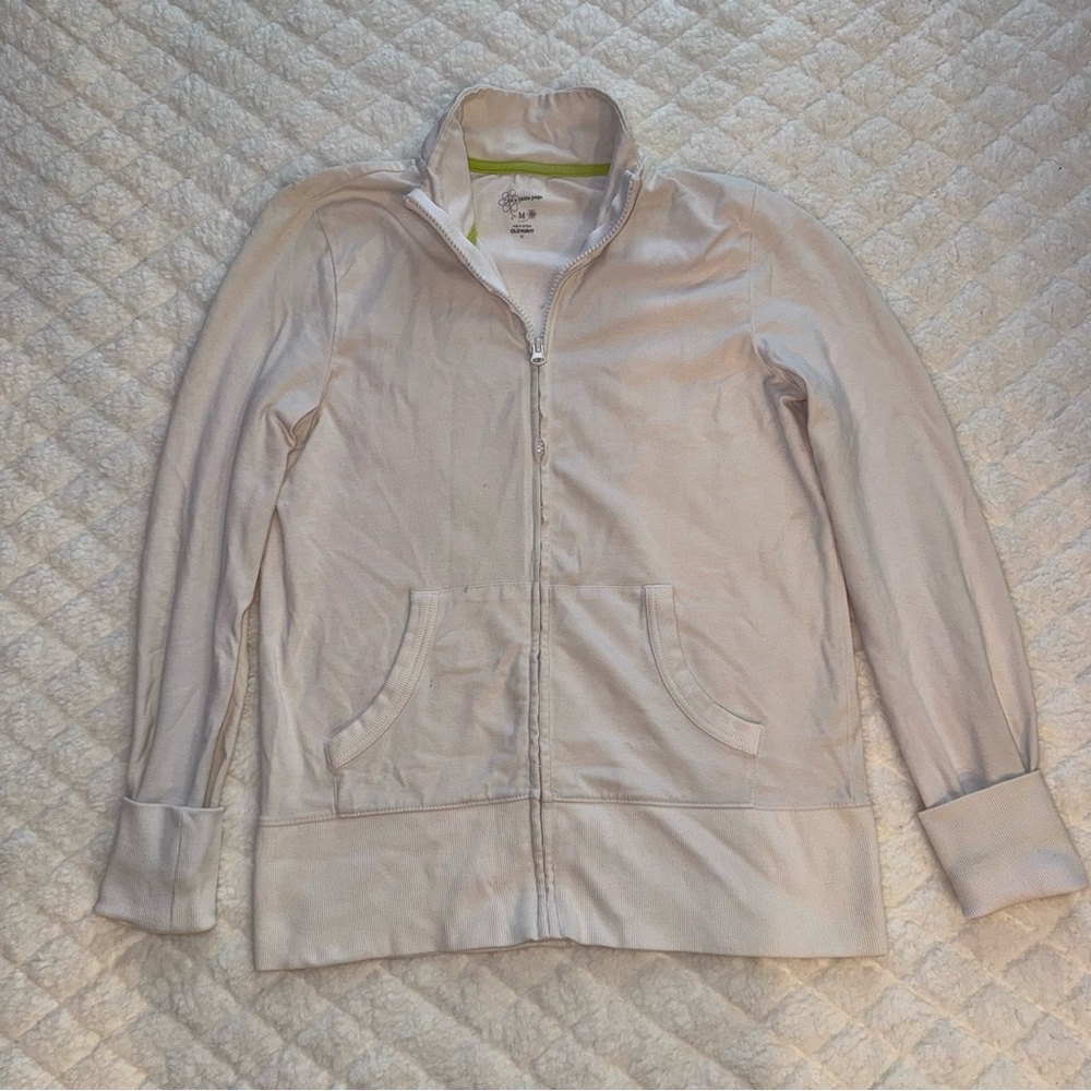 Vintage Old Navy Cream Zip-Up Scuba Jacket